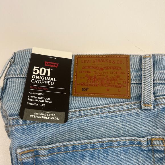 Levi's Premium Women 501 Original Button Fly Cropped Jeans 31x28 Blue NWT - Picture 6 of 15